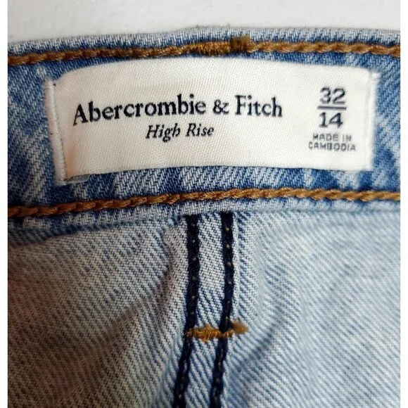 Abercrombie & Fitch High Rise Denim Skirt w/ Slit Size 32/14 Distressed Western - Picture 11 of 16